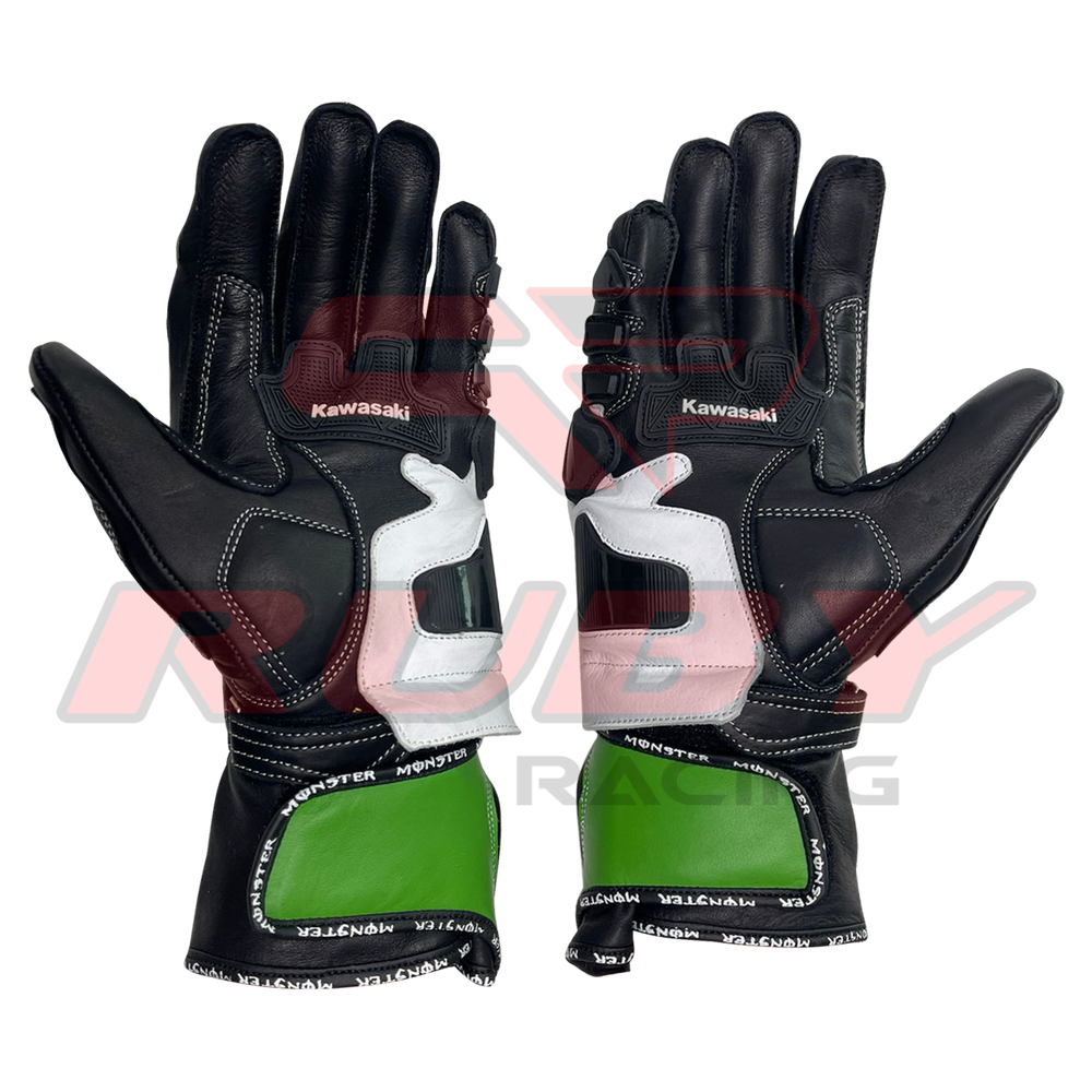 KNinja Motorbike Racing Leather Gloves open