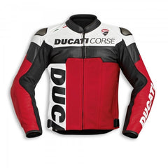 Ducati Corse C5 Men Motorbike Leather Biker Jacket Front View