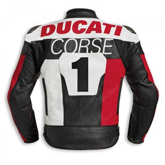 Ducati Corse C5 Men Motorbike Leather Biker Jacket Back View