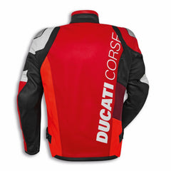  Ducati Corse C6 Motorbike Red Leather Biker Jacket back view