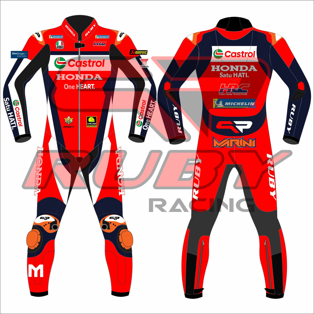 Luca Marini Honda Castrol MotoGP 2025 Race Suit – Ruby Racing Wears