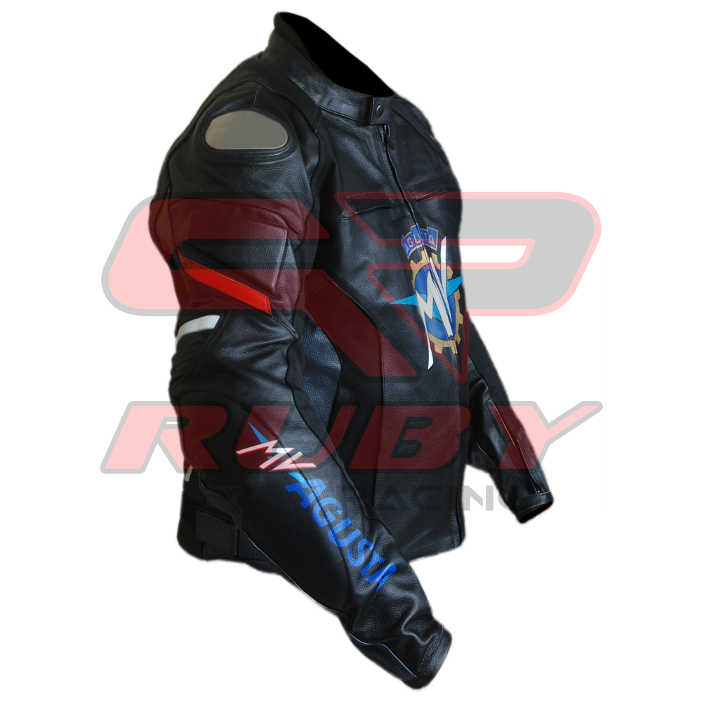 MV Agusta Motorbike Racing Black Leather Biker Jacket Right