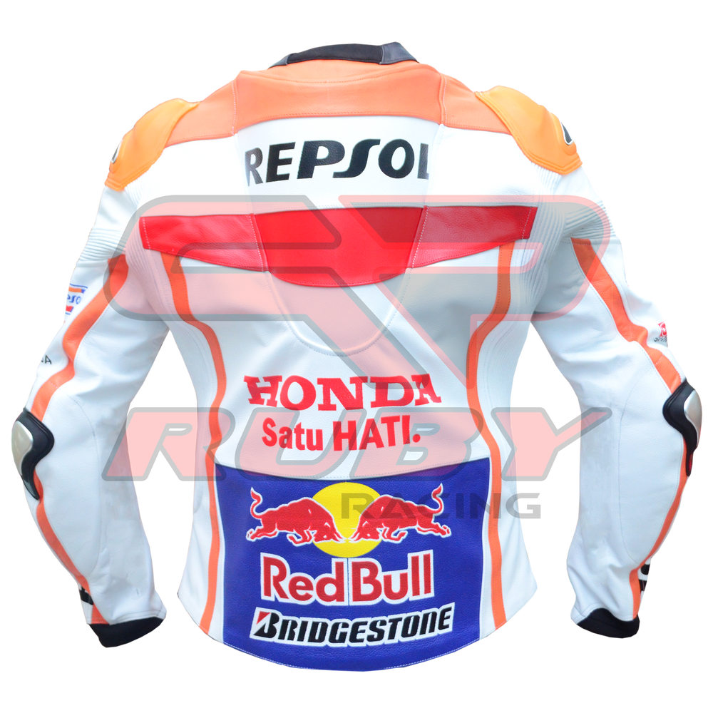 Marc Marquez Honda Repsol Motorbike Racing Leather Biker Jacket  Back