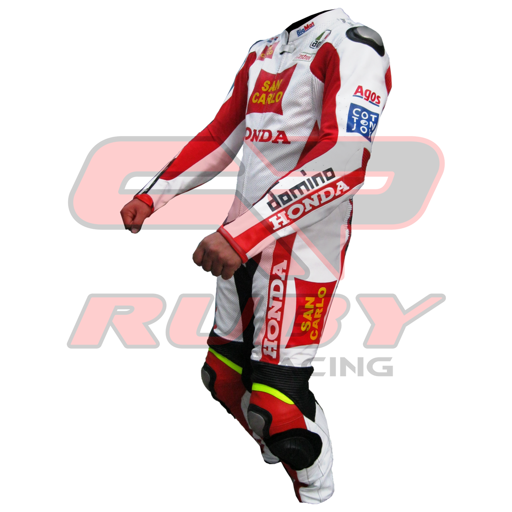 Marco Simoncelli Motorbike Racing Leather Suit Left View