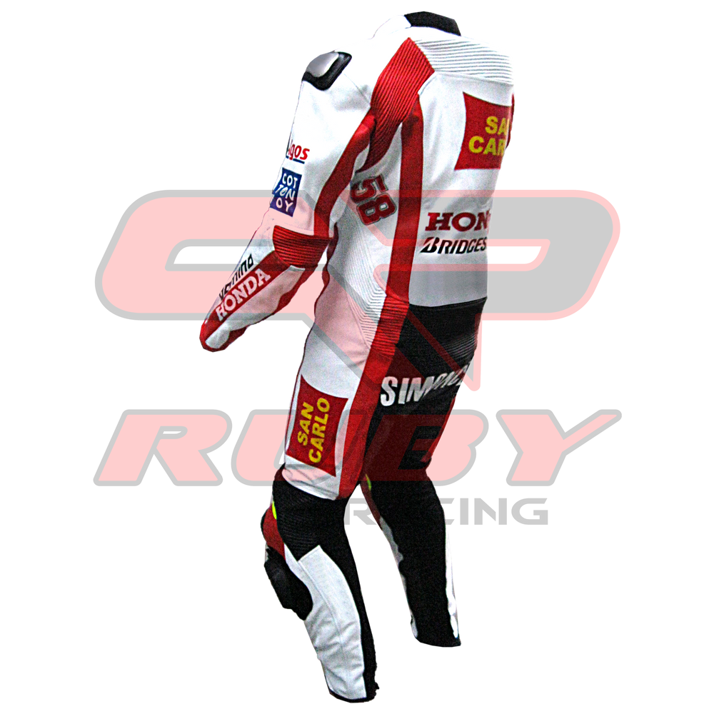 Marco Simoncelli Motorbike Racing Leather Suit Back View-2