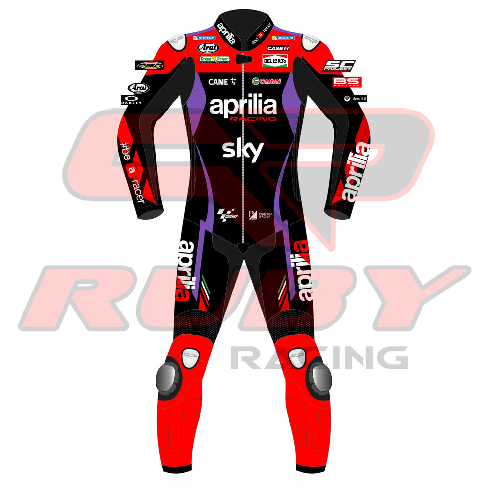 Maverick Vinales MotoGP 2024 Aprilia Race Suit Front View