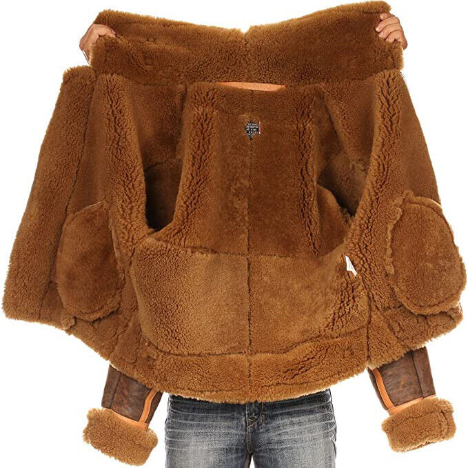 WWII Mens Flying B3 Brown Leather Aviator Jacket  Full