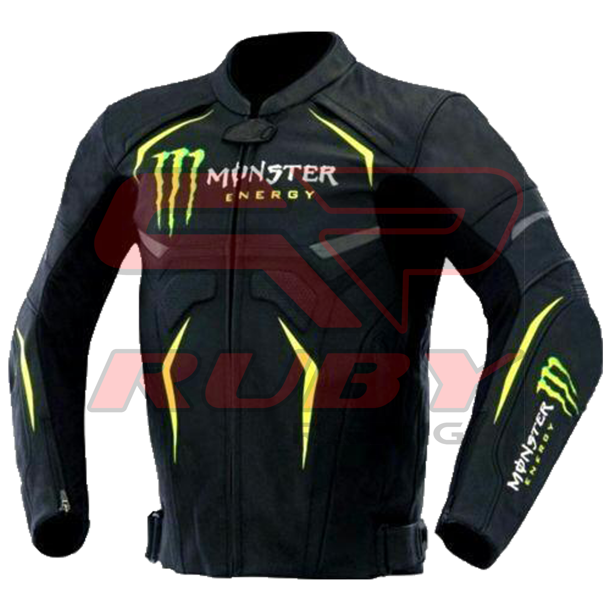 Monster Energy Motorbike Leather Jacket Front View
