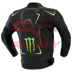 Monster Energy Motorbike Leather Jacket Back View