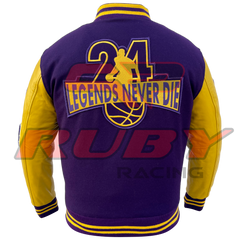 Kobe Bryant Los Angeles Lakers Basketball Varsity Wool Leather Letterman Jacket Back-1