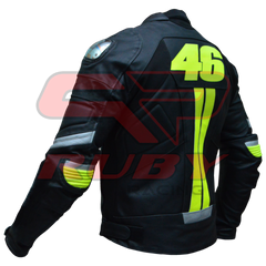 Black Valentino Rossi VR46 Racing Motorbike Leather Biker Jacket Left Sideways