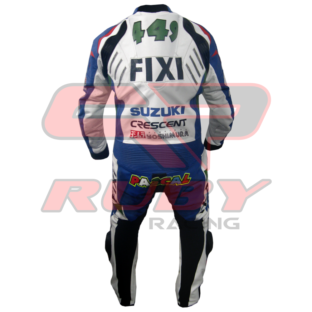 Suzuki FIXI Men Motorbike Racing Leather Suit Back View