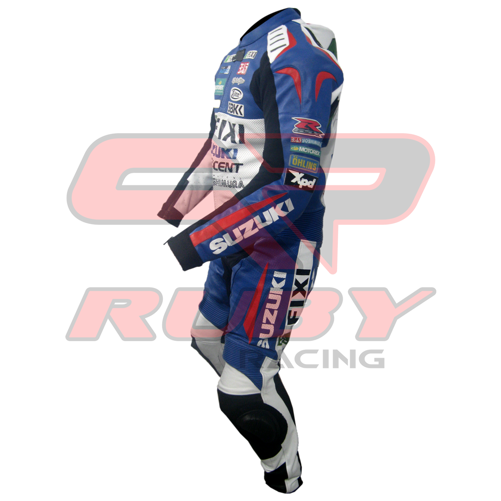 Suzuki FIXI Men Motorbike Racing Leather Suit Left View