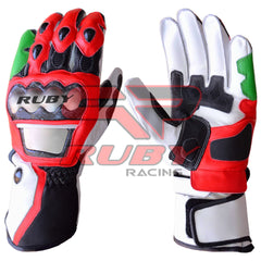 Tom Sykes KNinja Motorbike Racing Leather Biker Gloves Front