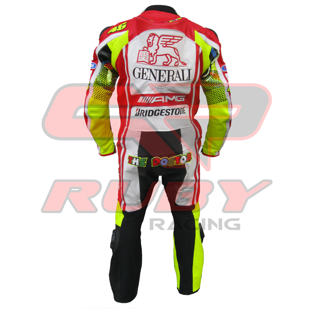 Rossi Motorbike Racing Leather Suit Back View