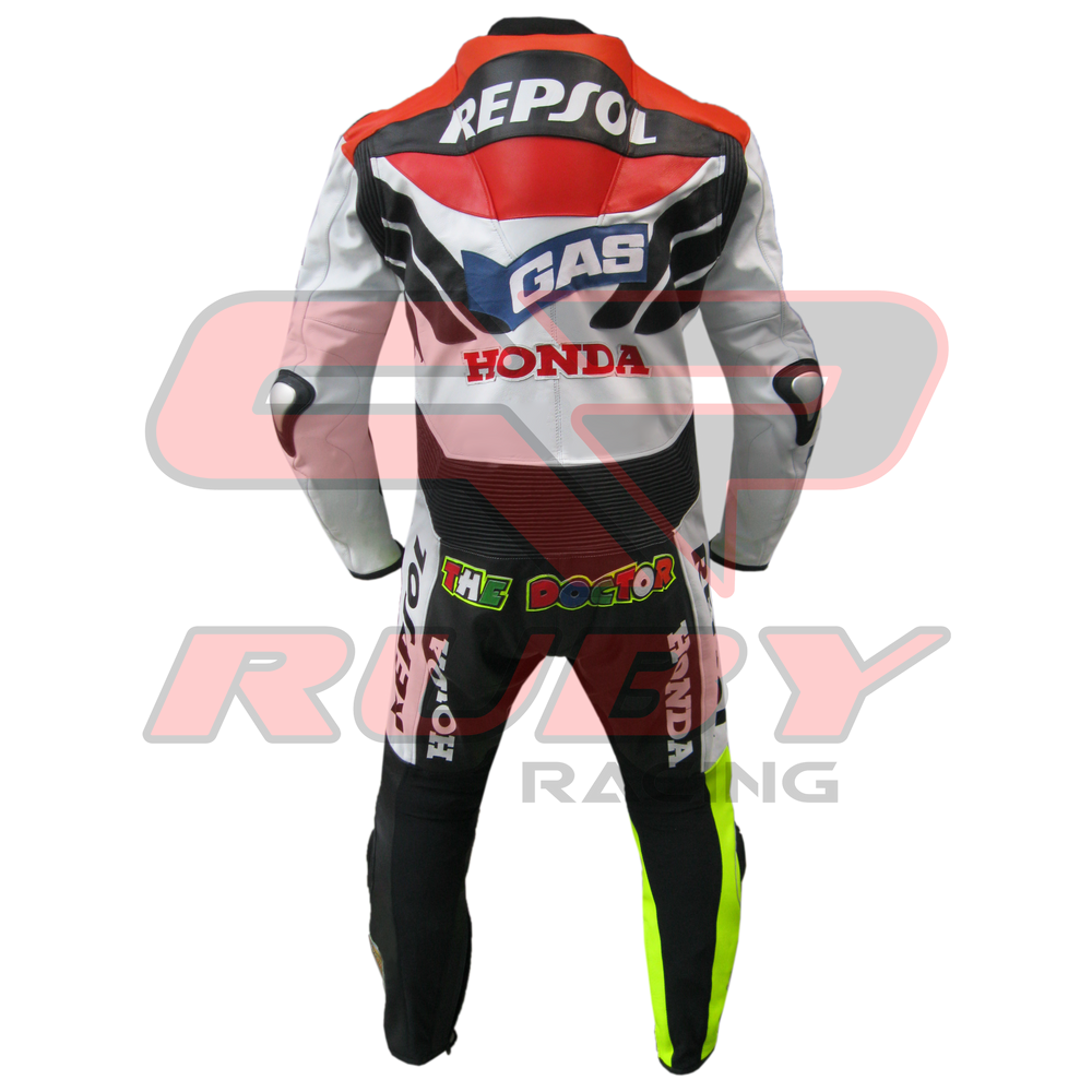 Repsol Motorbike Racing Leather Biker Suit Back View
