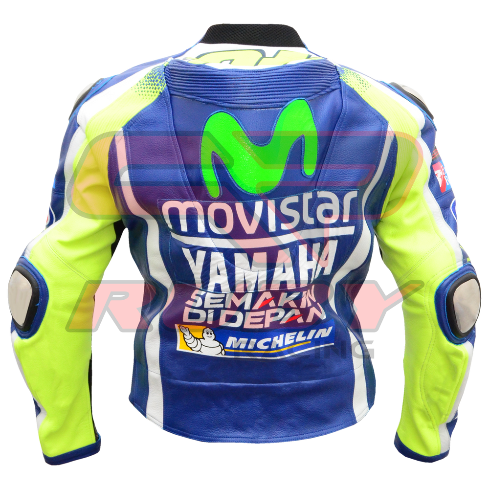 Valentino Rossi VR46 Motorbike Racing Leather Jacket Back