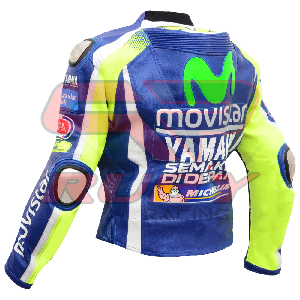 Valentino Rossi VR46 Motorbike Racing Leather Jacket Back Sideways
