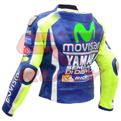 Valentino Rossi VR46 Motorbike Racing Leather Jacket Back Sideways