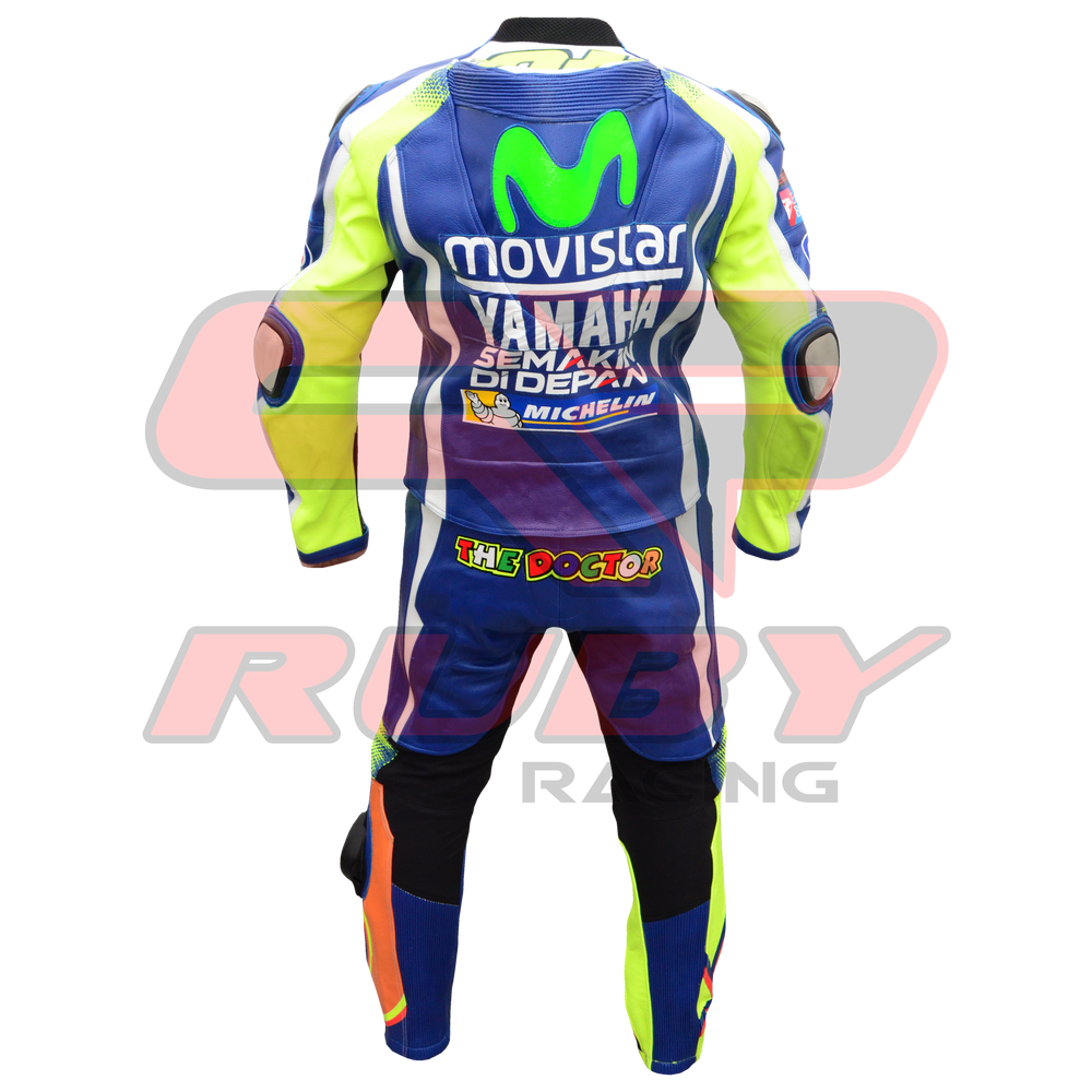 Valentino Rossi VR46 Motorbike Racing Leather Suit Back View