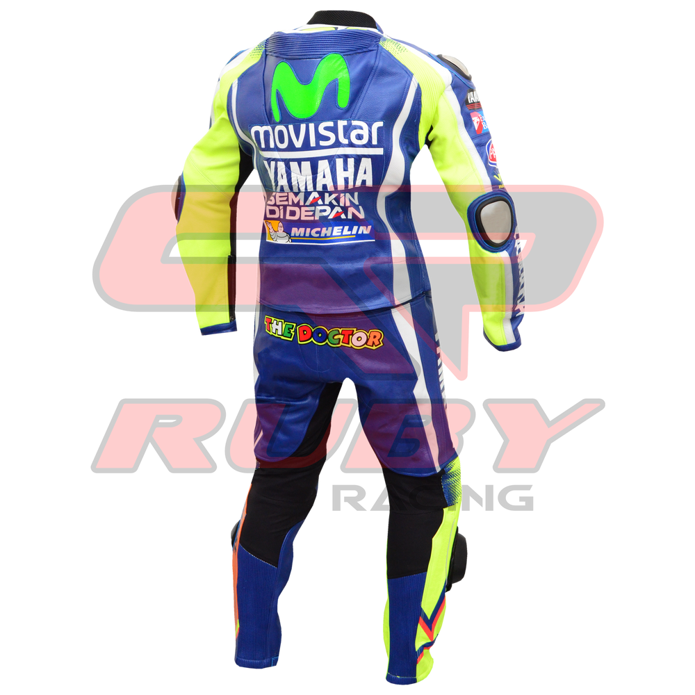 Valentino Rossi VR46 Motorbike Racing Leather Suit Back View-2
