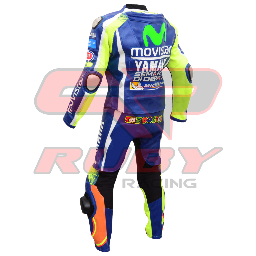 Valentino Rossi VR46 Motorbike Racing Leather Suit Back View-3