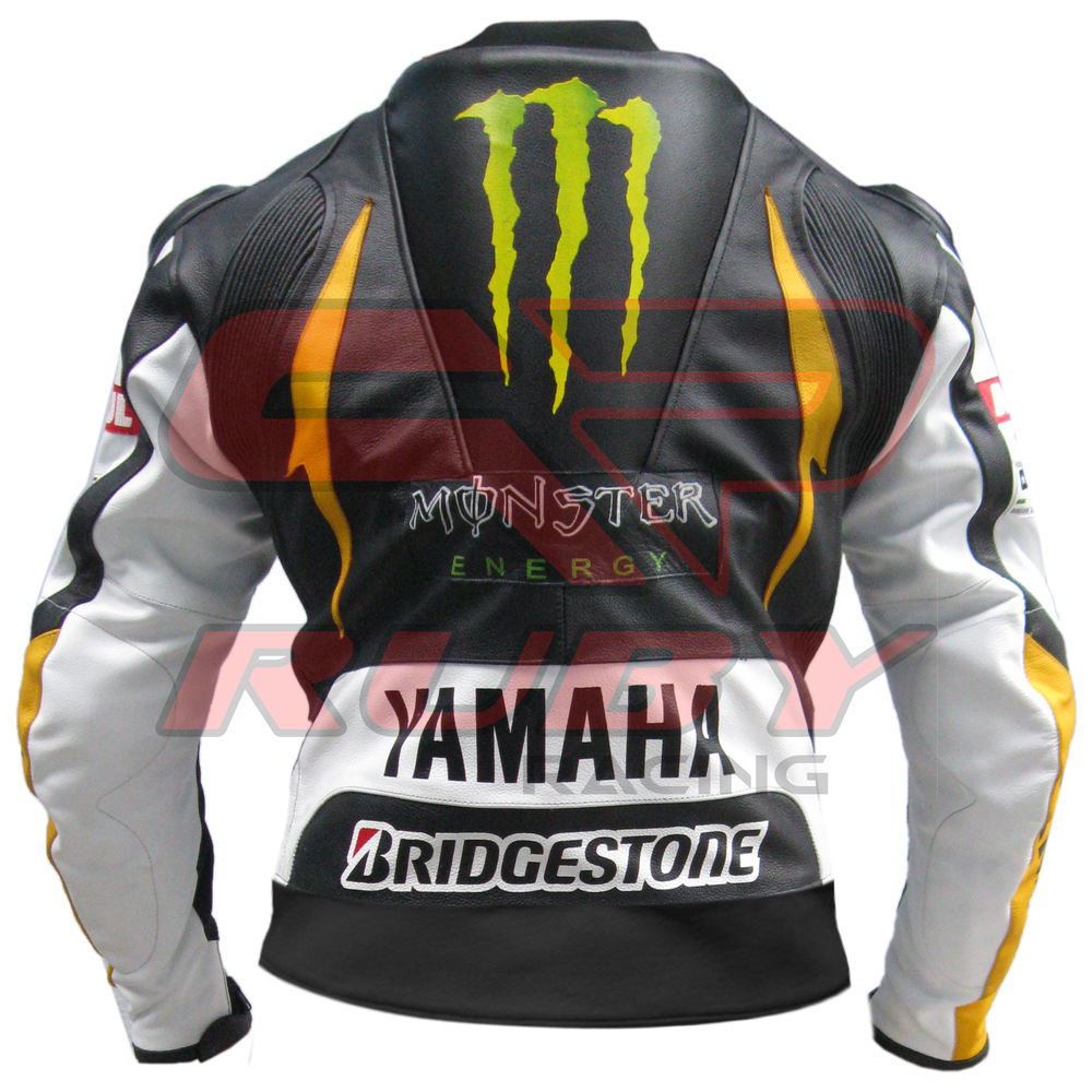 Mens Motorbike Racing Leather Biker Jacket Back