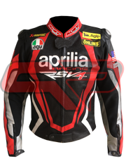Aprilia Leather Motorbike Racing Jacket front