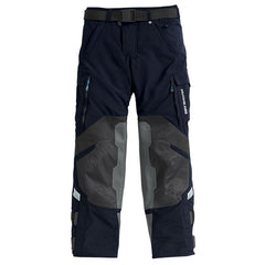 BMW GS Rallye 3 Pro motorcycle touring pants blue front view with reinforced knee protection and adventure riding design