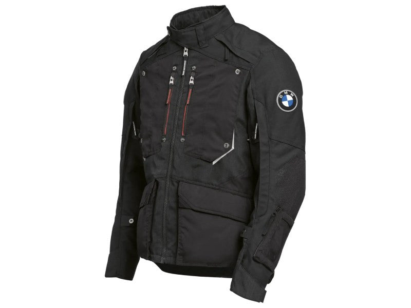 bmw gs rallye gtx motorcycle jacket side view with ergonomic touring fit for adventure riding