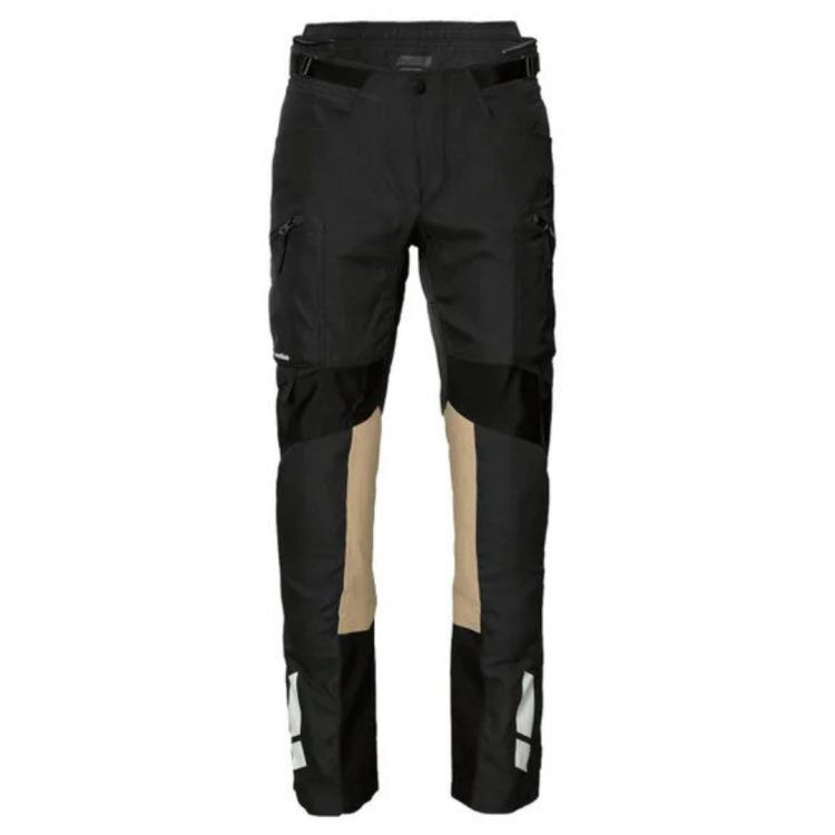 BMW Mens Rallye GTX motorcycle pants black front view with waterproof touring design and reinforced knee panels