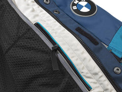 bmw rallye 3 motorcycle touring jacket sleeve ventilation zipper detail blue grey