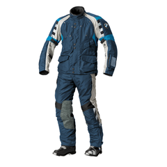 BMW Rallye 3 motorcycle touring suit blue and grey premium textile adventure riding gear with CE protection