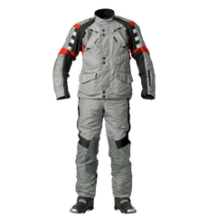 BMW Rallye 3 motorcycle touring suit grey black red premium textile adventure apparel with CE armor
