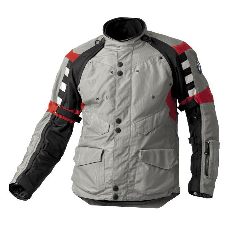 bmw rallye 3 pro touring motorcycle jacket grey black front view adventure riding jacket