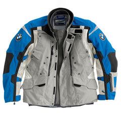 bmw rallye pro motorcycle adventure touring jacket front open showing ventilation panels and touring pockets