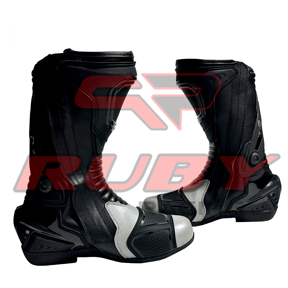 Rear and side view of Kawasaki Ninja Racing Boots designed for protection and comfort in high-speed riding.