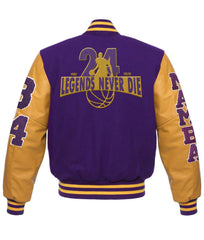 Kobe Bryant Los Angeles Lakers Basketball Varsity Wool Leather Letterman Jacket Back