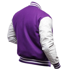 Mens Purple White Varsity Jacket Right View-2
