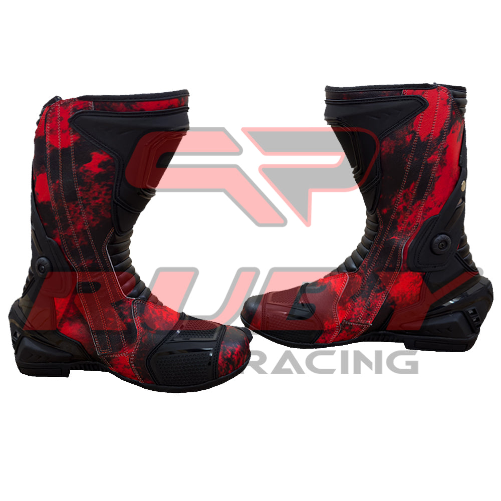 High-performance Ducati 93 Ruby Racing motorbike boots designed for aggressive riding and comfort.