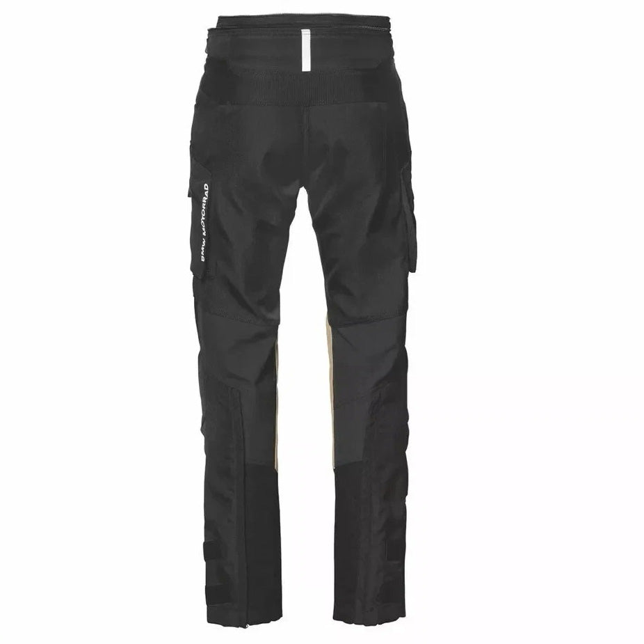 mens rallye gtx motorcycle touring pants black back view with reinforced riding panels