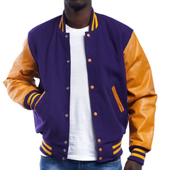 Mens Purple Orange Varsity Jacket