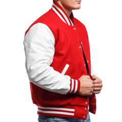 Mens Varsity Red White Jacket Right View