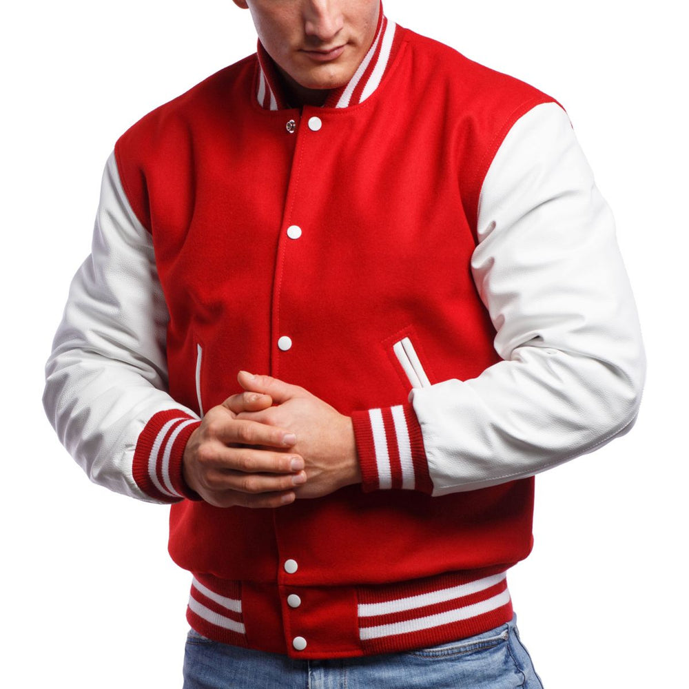 Mens Varsity Red White Jacket