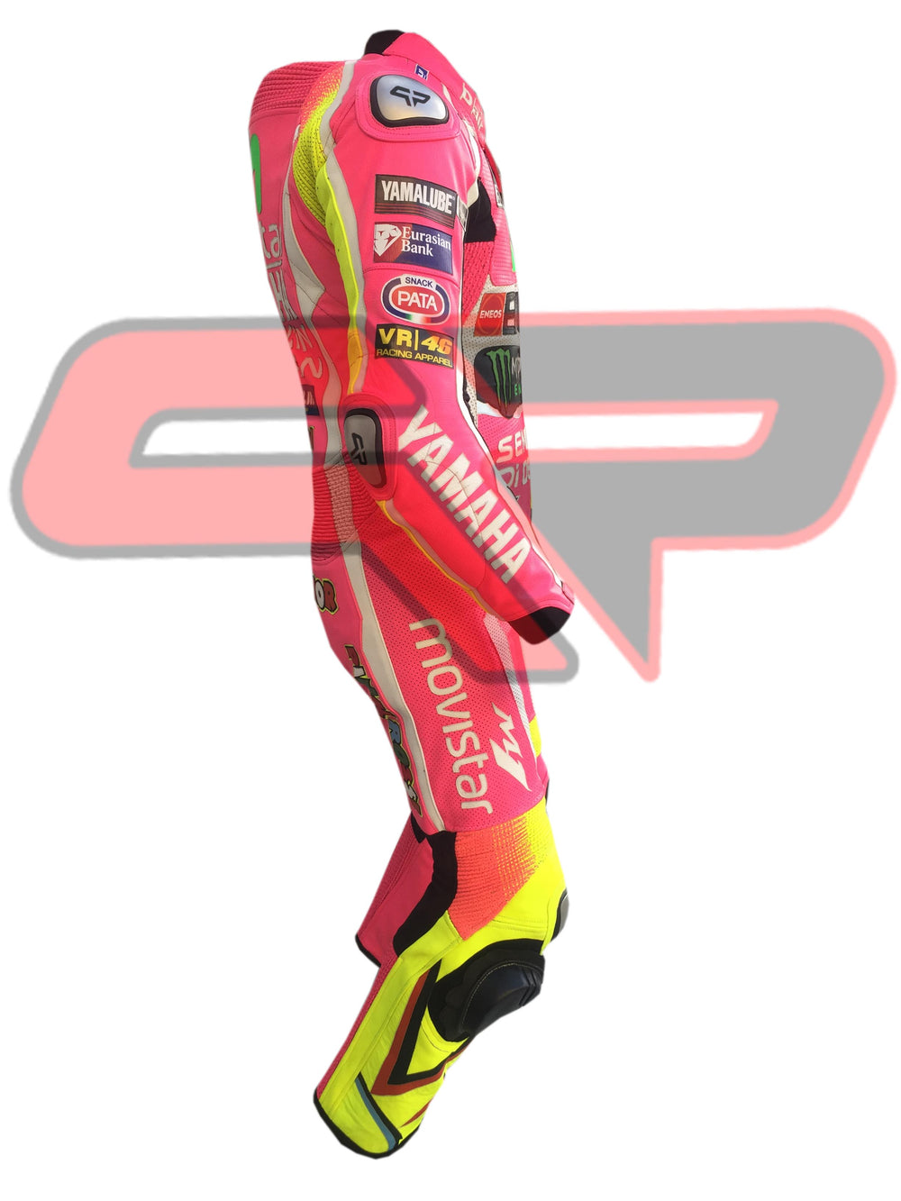 Rossi Pink Motorbike Racing Leather Motorbike Suit Right View