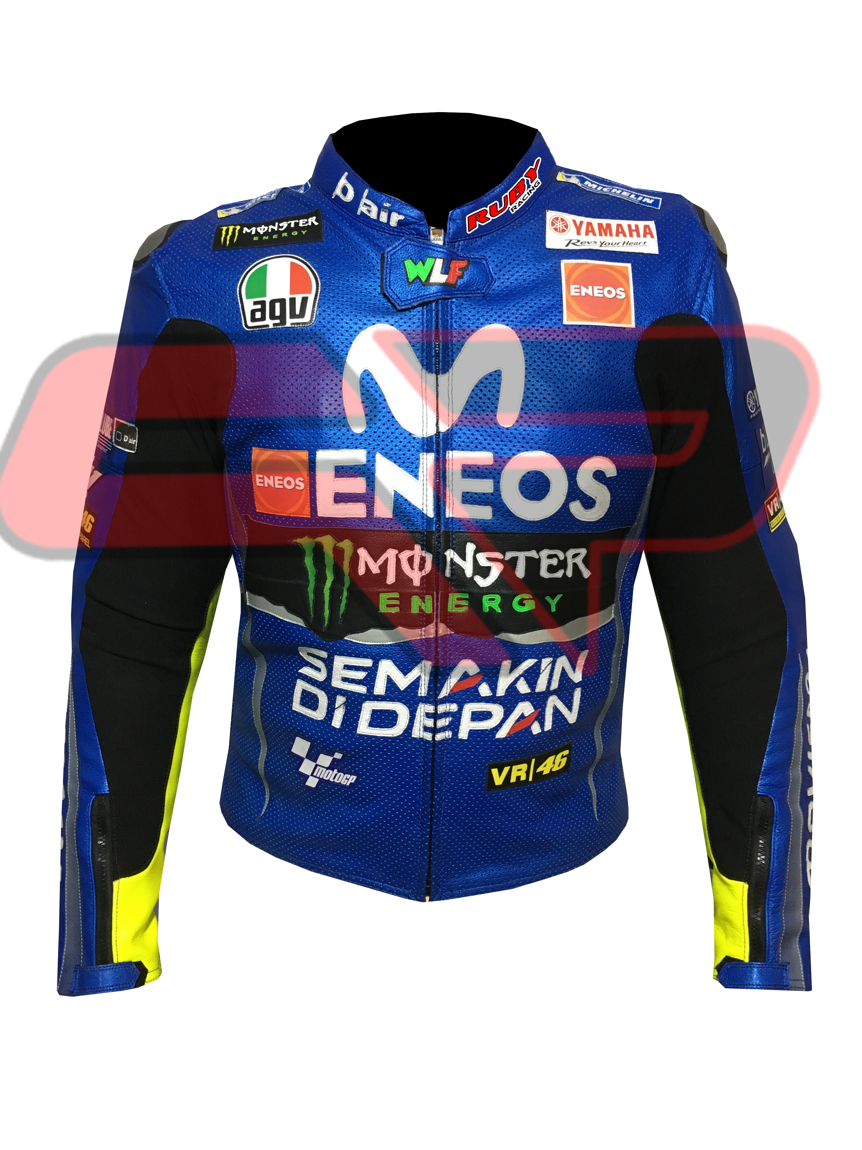 Valentino Rossi Motorbike Racing Leather Biker Jacket Front