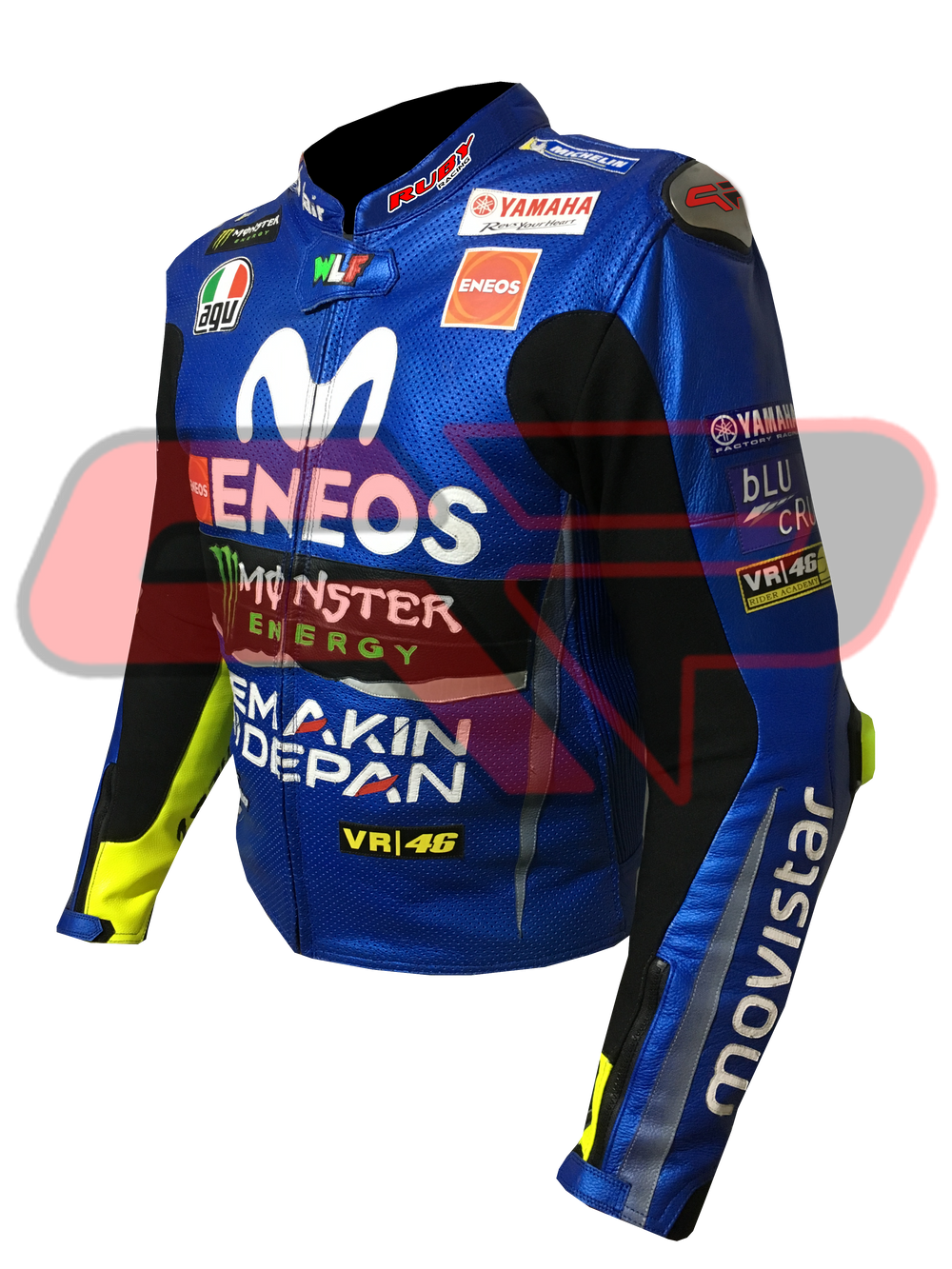 Valentino Rossi Motorbike Racing Leather Biker Jacket Sideways