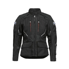 womens rallye gtx motorcycle jacket black front view with adventure touring design