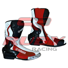 Side view of Yamaha motorbike boots showing layered construction and protective shin and heel armor.